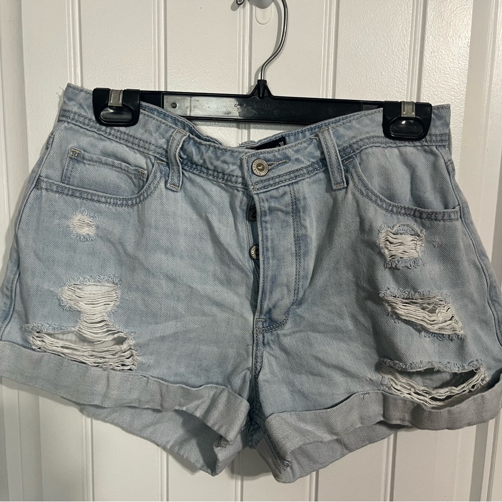 Hollister‎ Distressed Light Blue Denim Shorts Hollister